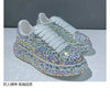 Leather Women Shoes Autumn Spring  New Style Fashion Platform Shoes Ins Platforms Sneakers Tide Shine Bling Rhinestone Shoes