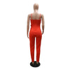 Spaghetti Strap Deep V Neck Sexy Women Straight Jumpsuits Rompers 2023 Rhinestone Big Bowknot Party Jumpsuit Birthday Outfits