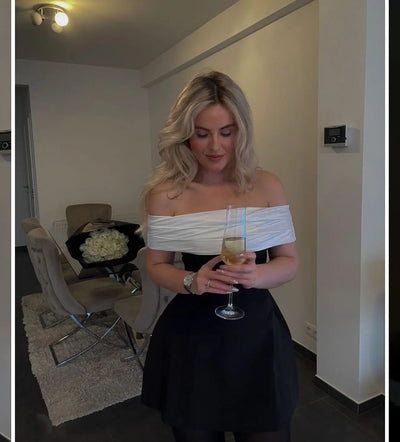 Women Strapless Backless Short Dress Elegant Sexy Off Shoulder Sleeveless Dresses 2025 Ladies Evening Party Birthday Gowns Black