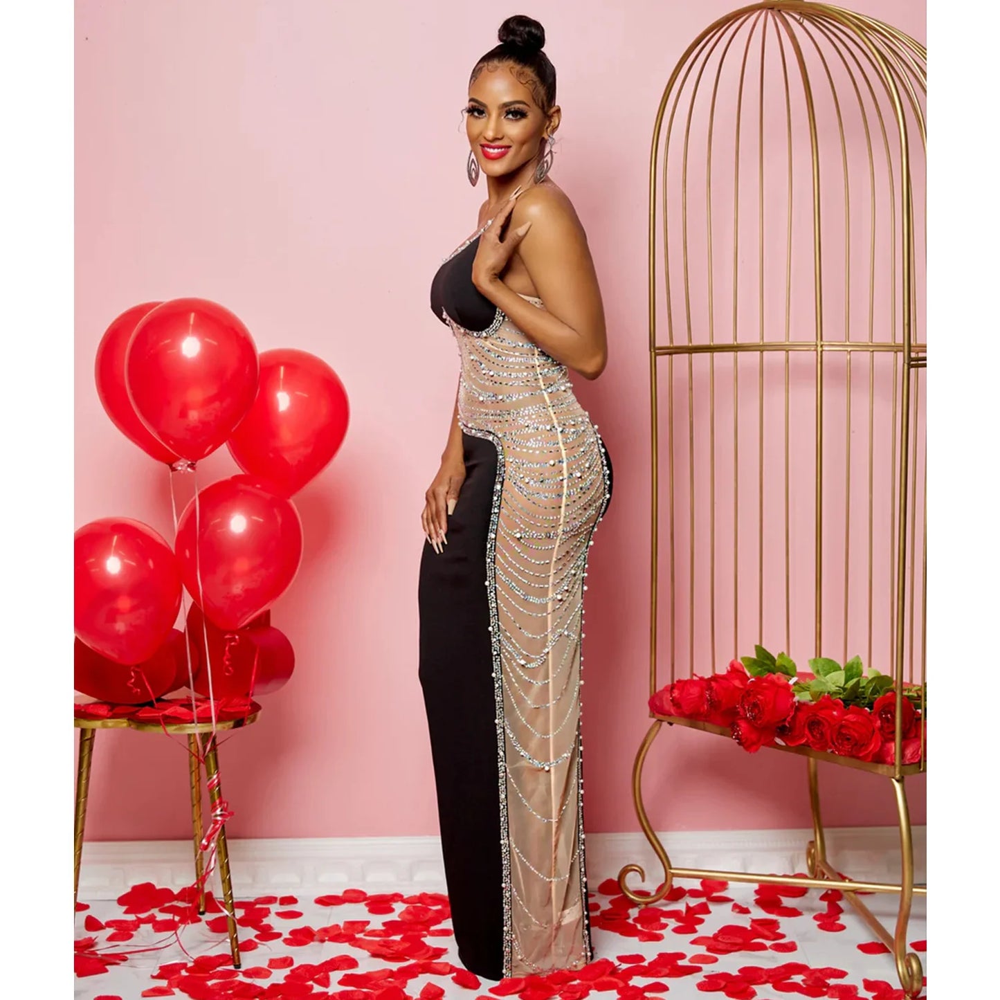 Sexy Summer Women Clothing Mesh Transparent Strap Long Dress One-piece Chic Style Mid-waist Length