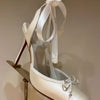 Ladies' New Summer Square Satin High-heeled Sandals with Ankle Straps, Fashionable Party and Banquet Ballet High-heeled Shoes