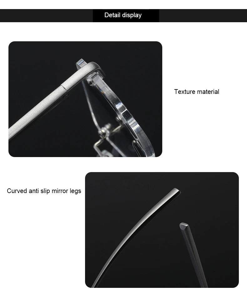 Men Blue Light Blocking Reading Glasses Women Dimond Cutting Rimless Eyeglasses Frame Anti Fatigue Hyperopia Presbyopic Eyewear
