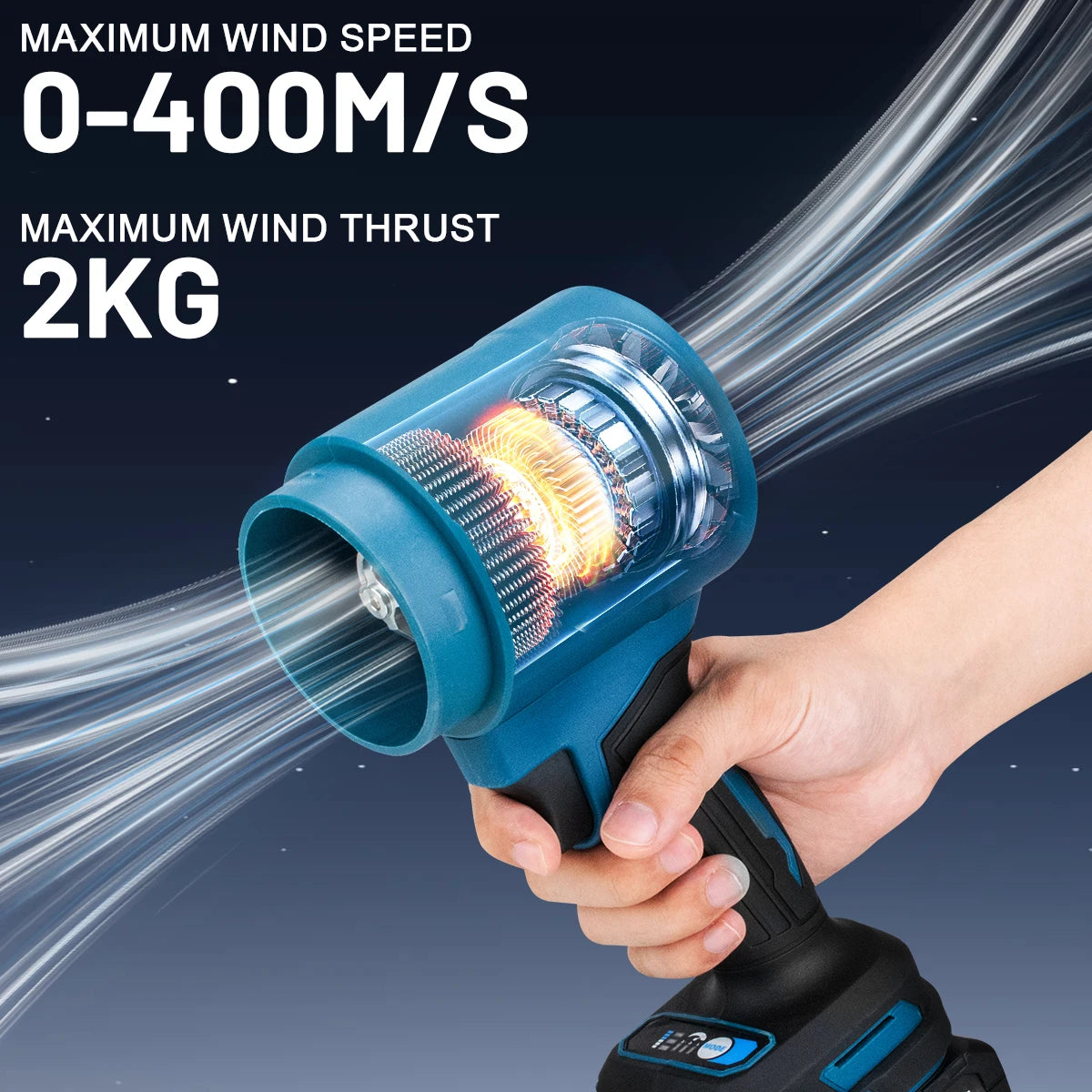 Gisam 300000RPM Brushless Electric Turbo Blowers Jet Fan 400M/S Handheld Leaf Blower Dust Blowing Tool for Makita 18V Battery