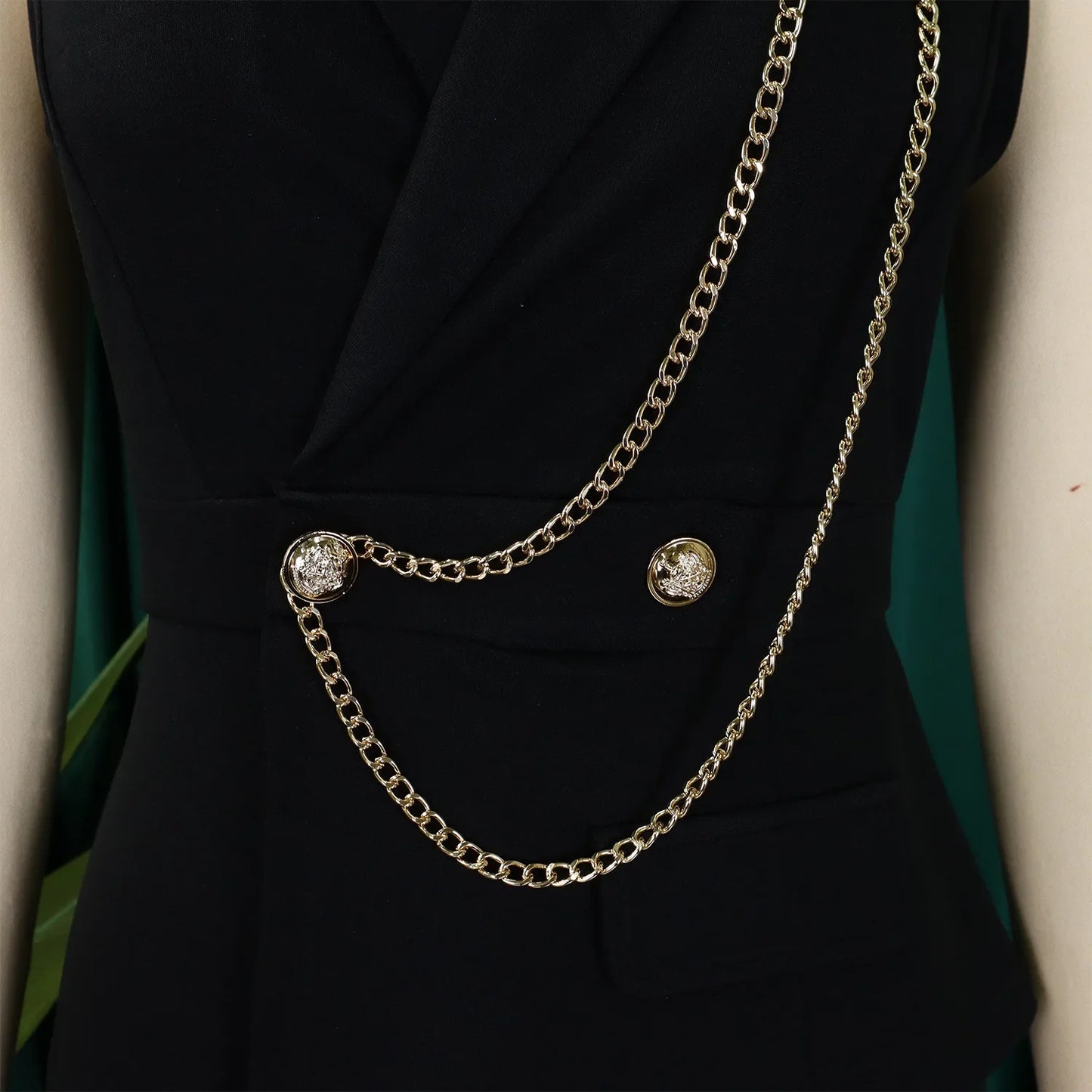 C8604 Foreign Trade Women's Fashionable Sexy Chain Collar Wide Leg African Jumpsuit Casual Style Long Dress For Ladies