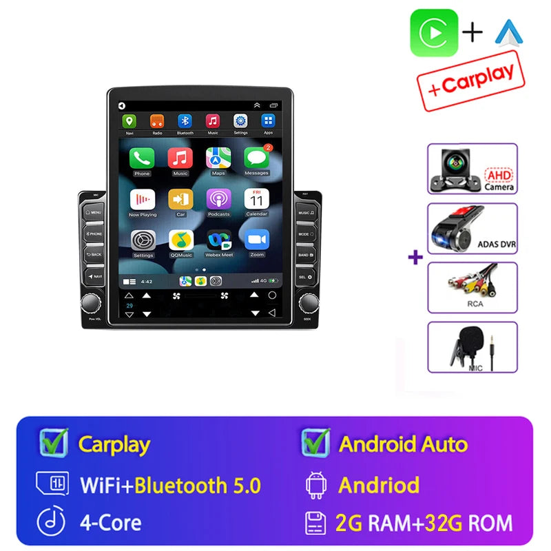 For Tesla Style 2 Din Android 14 Car Radio For Nissan Hyundai Kia Toyota Multimedia Video Player Navi Stereo Carplay Mirror link