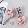 Transparent Slippers For Women 2025 Summer Fashion Pink Butterfly-knot Designer Sandals Clear Heels Size 46 Female Shoes