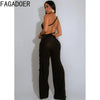 FAGADOER Sexy Ruched Patchwork Bodycon Jumpsuits for Woman Halter Sleeveless Wide-leg Romper Female Streetwear Overalls 2025 New
