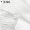 Willshela Women Fashion Ribbed Bodysuit With Organza Ruffle Vintage High Elastic Sexy y2k Female Chic Lady Tops body femme