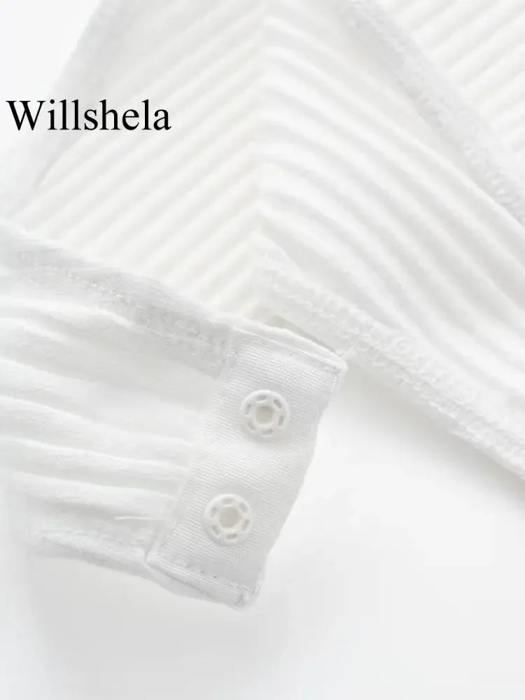 Willshela Women Fashion Ribbed Bodysuit With Organza Ruffle Vintage High Elastic Sexy y2k Female Chic Lady Tops body femme