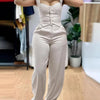 Chic Women Suit Y2k Sexy Two Piece Set Summer Sleeveless Slim Vest And Wide-leg Trouser Sets Elegant Solid Pants Women's Outfit