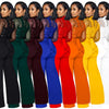 Fashion Women's Clothing Hollow Long-sleeved Loose Wide Leg Jumpsuits Overall Pants Solid Color Sexy Lace