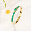 6 Colors Classic Luxury Stainless Steel Five Leaf Flower Open Bangle Simple for Woman Girl Party Trend Enamel Jewelry  Clover