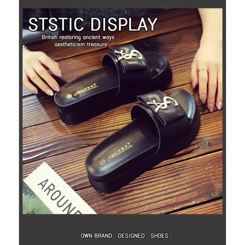 Slippers Summer Shoes Women Platform Design Slides Fashion Letters Ladies Shoes Casual Slipper Indoor Non-slip Slippers Sandals