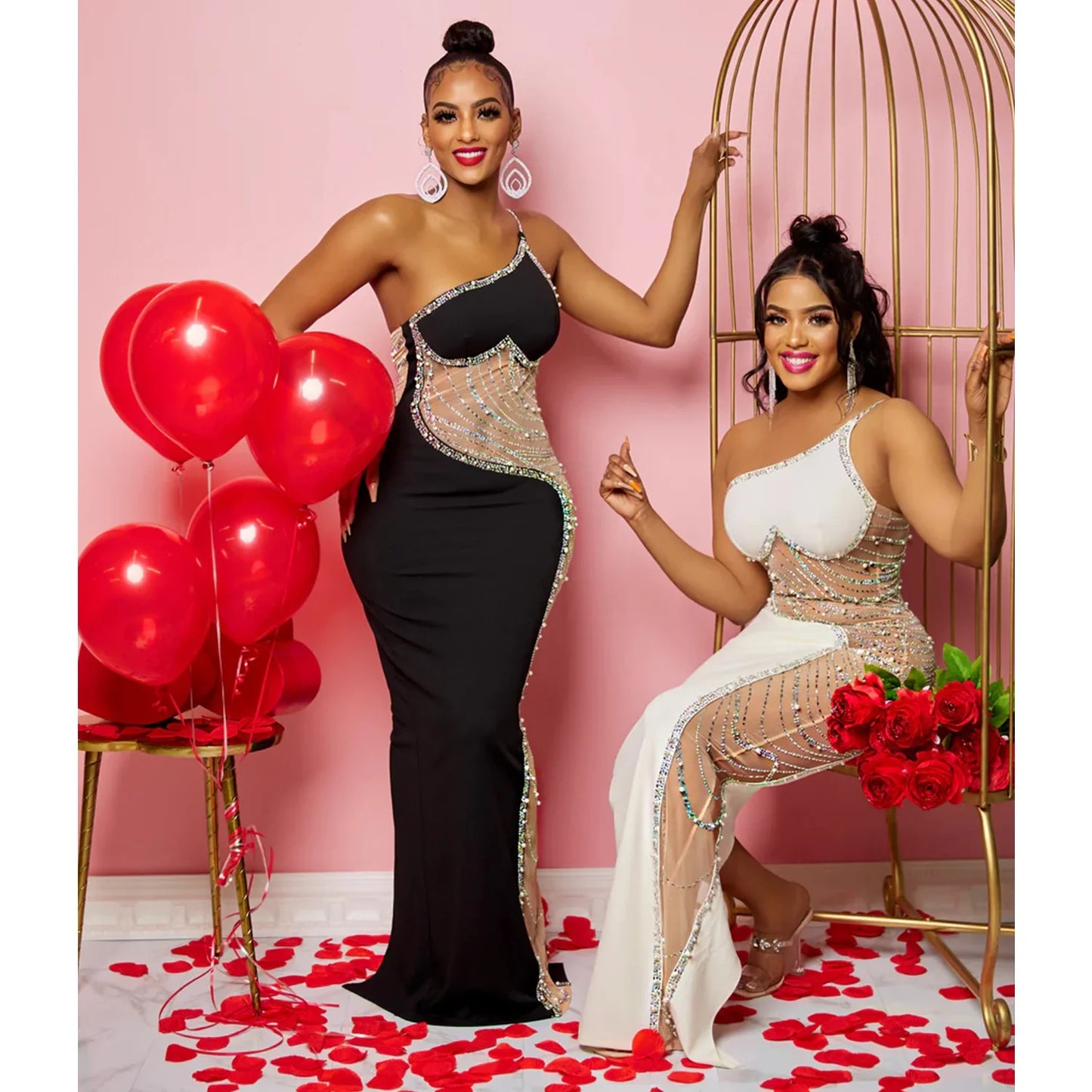 Sexy Summer Women Clothing Mesh Transparent Strap Long Dress One-piece Chic Style Mid-waist Length