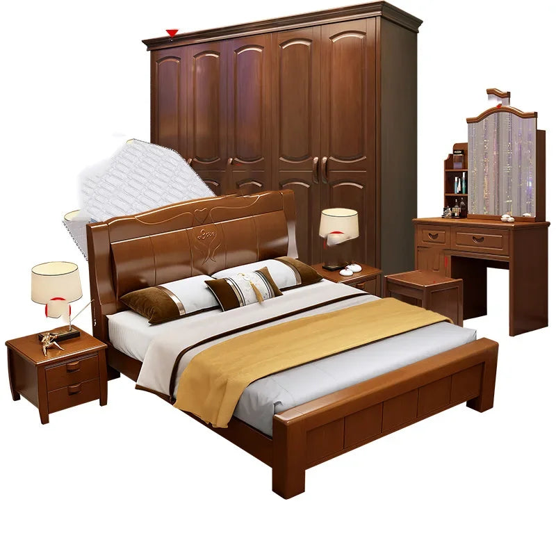 European Luxury Soft Bedroom Set Modern High End Storage Queen Bedroom Set Wood Cool Apartment Meuble De Chambre Furniture
