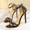 Summer Women Roman High Heels Rivets Studded Sandals Stiletto Gladiator Pumps Open Toe Luxury Shoes Hollow One-word Buckle 267-2