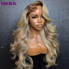 Ombre Blonde With Dark Roots Colored 5X5 Closure Wig For Women Human Hair Body Wave Ombre Ash Blonde 13X6 13X4 Lace Frontal Wig