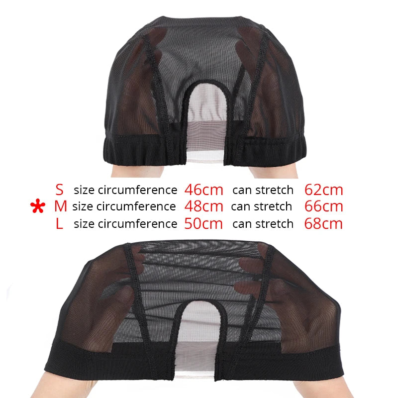 S/M/L Elastic Glueless Wig Cap With U Part Lace For Wig Making Easier Sew In Hair Stretchable Weaving Cap Hairnet Wig Liner 1Pcs