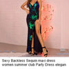 Sexy elegant black white slip sequin summer dress women birthday party club dress see through mesh midi evening dresses vestido