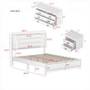 3 Pieces Bedroom Sets Queen Size Upholstered Bed with LED Lights, Nightstands, 3 Piece Wood Bedroom Furniture Set, White