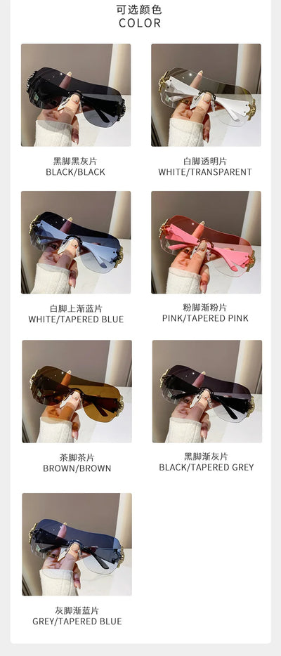 New Women Fashion Y2k Sunglasses Women's Vintage Integrated Surround Sun Glasses Lady UV Protective Eyewear UV400 Oculos De Sol