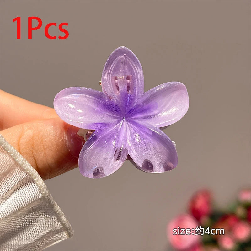 6Pcs Gradient Hair Clips New Flower Hair Claws Small Size Fashion Headwear Hairpin Crab Barrette Hair Accessories for Women