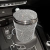 Crystal Diamond Car Ashtray Auto Portable Bling Cigarette Smokeless with LED Light Indicator Car Accessories for Women