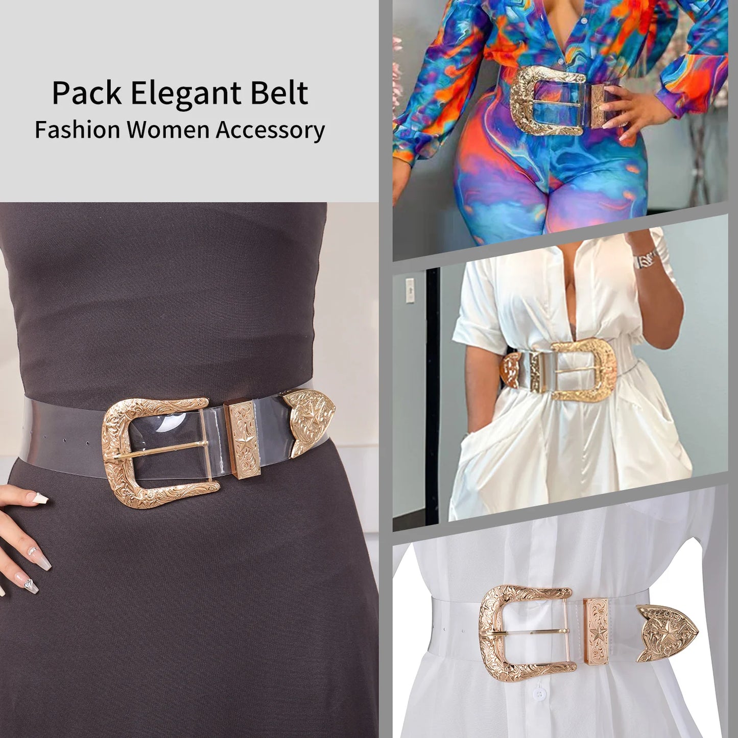 High Quality Ladies Personality Fashion Transparent Wide Waist Seal Dress Shirt Decoration Belts for Women Luxury Designer Brand