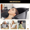 Portable Shampoo Basin with 2 Water Buckets 30cm Deep Salon Hair Washing Sink Adjustable Height Angle Mobile Shampoo Bowl Unit