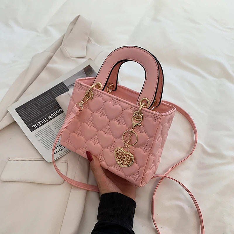 Red Love Patent Leather Bright Surface Handbag High-end Design Sense Wedding Bag Women's New Fashion All-matching Crossbody Bag