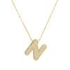 Cubic Zirconia Gold Plated  Bubble Alphabet Letter Necklace Monogram Necklace Balloon Initial Necklace Gifts for Women Girls