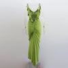 Ruffles Backless Sheath Bodycon Maxi Dresses Party Sleeveless Camisole Robe Femme V Neck Summer Dress Woman Sexy Vestidos Mujer