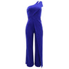 Summer New Vintage Chic Women's Fashion Sexy Sleeveless Single Shoulder Sling High Waist Commuter High Waist Straight Jumpsuit