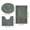3-piece bathroom chenille floor mat, absorbent anti slip bathroom carpet, bathroom U-shaped foot mat, toilet lid, TPR anti slip
