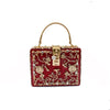 High-Grade crystal Evening Bag Female New Hollow Out Metal Carved Flower Diamond Handbag Box Fashion Chic Shoulder Crossbody Bag