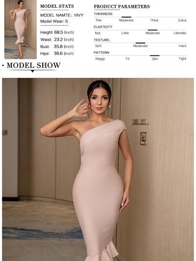 Adyce 2023 New Summer Women Bandage Dress Sexy One Shoulder Sleeveless Ruffles Nightclub Celebrity Evening Party Mermaid Dresses