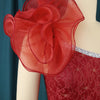 AOMEI Women Party Dress Off Shoulder One Sleeve Tiered Ruffle Slit Long Burgundy Lace Christmas Birthday Elegant Prom Event Gown