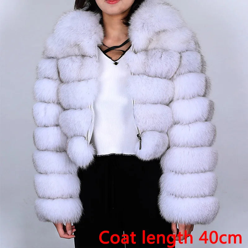 2025 MAOMAOKONG Natural Real Fox Fur Coat Women Winter Long Sleeve Luxury Raccoon Fur Jackets Thick Top Female Furry Coat Vest