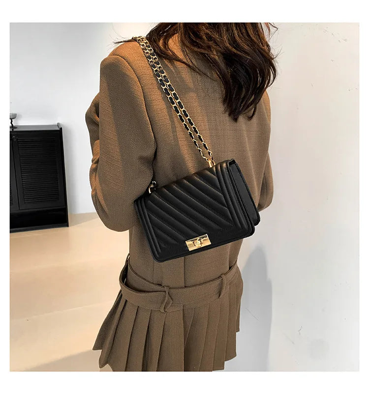 Fashionable Mini Quilted Embossed Chain Shoulder Bag Simple And Versatile Diagonal Crossbody Bag For Women Square Handbag