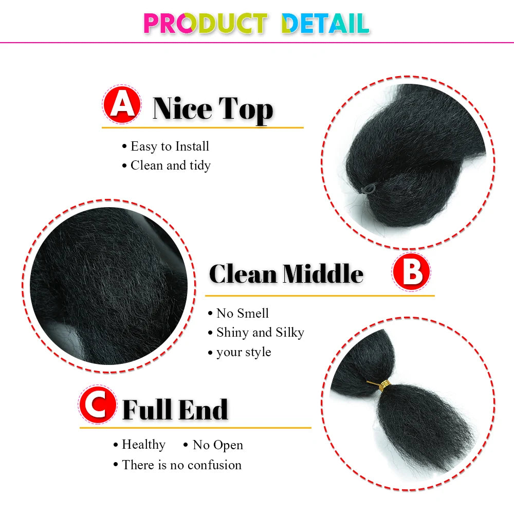 26Inch Vixen Crochet Bulk Hair Synthetic Jumbo Braids Fluffy Yaki Straight Crochet Hair Afro Kinky Curly Braiding Hair Extension