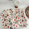 Christmas PJ Set Women Autumn Female Homewear Long Sleeves Button Sleepwear Pajamas Pants Pajama Sets Kawaii Y2K Girls Nightwear