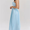 Mozision Off-shoulder Backless Pleated Maxi Dress For Women Fashion Strapless Sleeveless High Waist Bodycon Sexy Long Dress