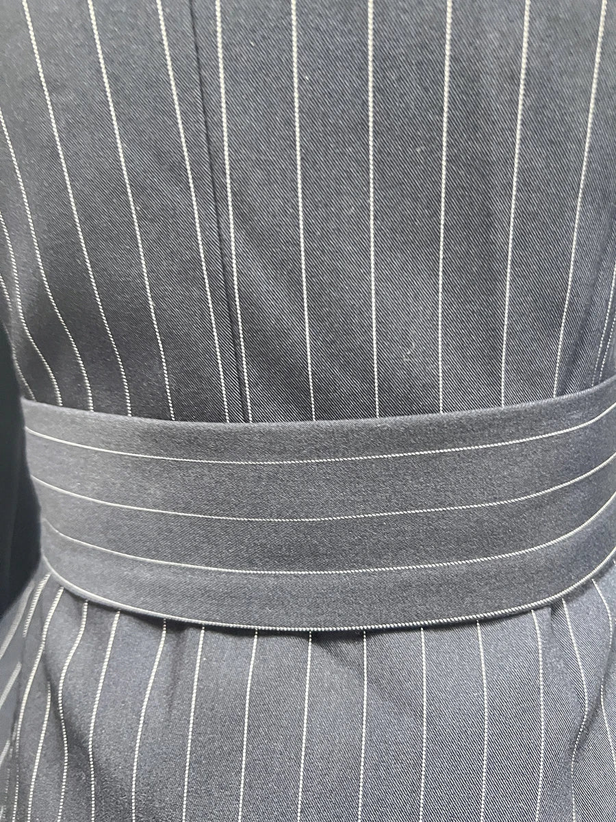 TWOTWINSTYLE Colorblock Striped Slimming Blazers For Women V Neck Long Sleeve Tunic Temperament Coats Female Fashion Clothes New