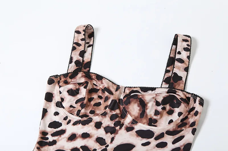 Joskaa Leopard Print Workout Jumpsuit Women Hipster Spaghetti Strap Sleeveless Lift Hips Romper 2025 Fashion Overalls Streetwear