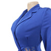 FANAN Elegant Women Double Breasted Tassel Hem and Long Sleeve Notched Collar Lace Waist Patchwork Blazer Dress Vestidos 2022