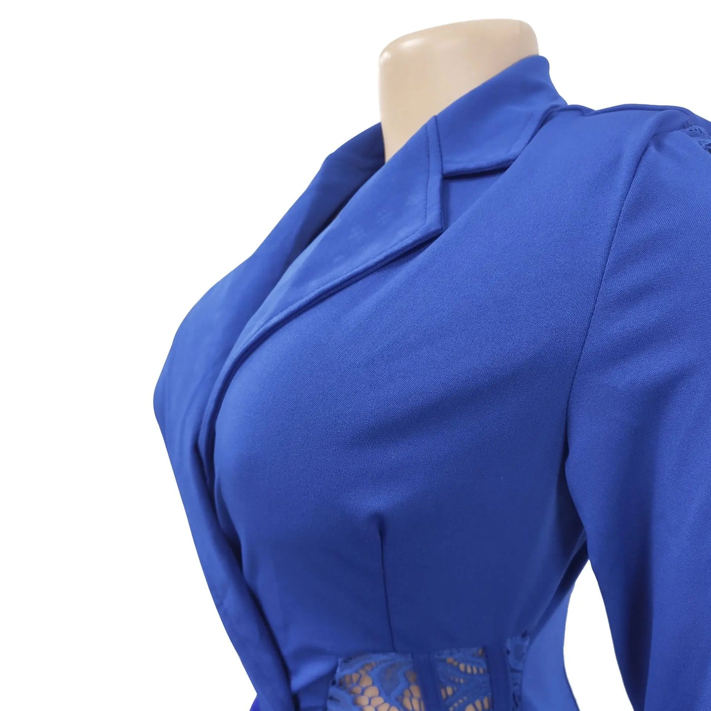FANAN Elegant Women Double Breasted Tassel Hem and Long Sleeve Notched Collar Lace Waist Patchwork Blazer Dress Vestidos 2022