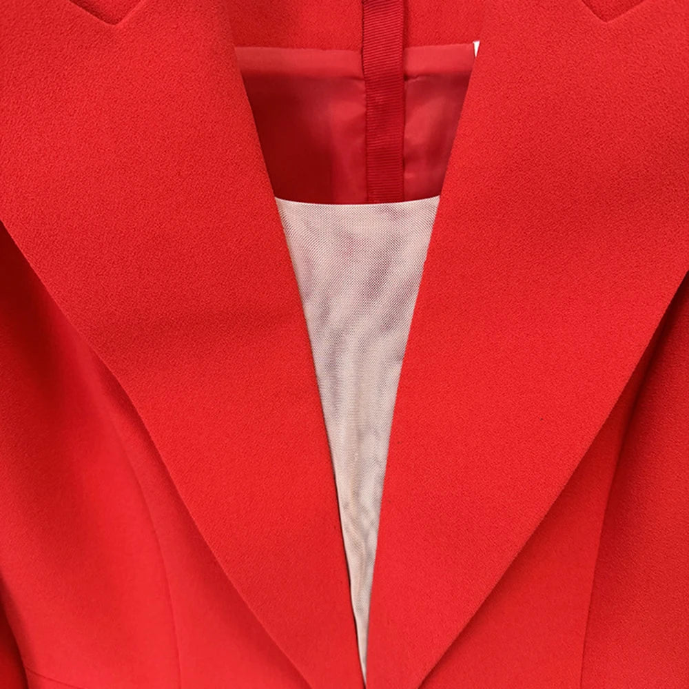 TWOTWINSTYLE Solid Designer Slimming Blazers For Women Slash Neck Long Sleeve Off Shoulder Temperament Coats Female Fashion New