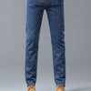 Spring Men's Light Blue Slim Jeans Stylish Casual Stretch Fabric Denim Pants Classic Trousers Smoke Gray