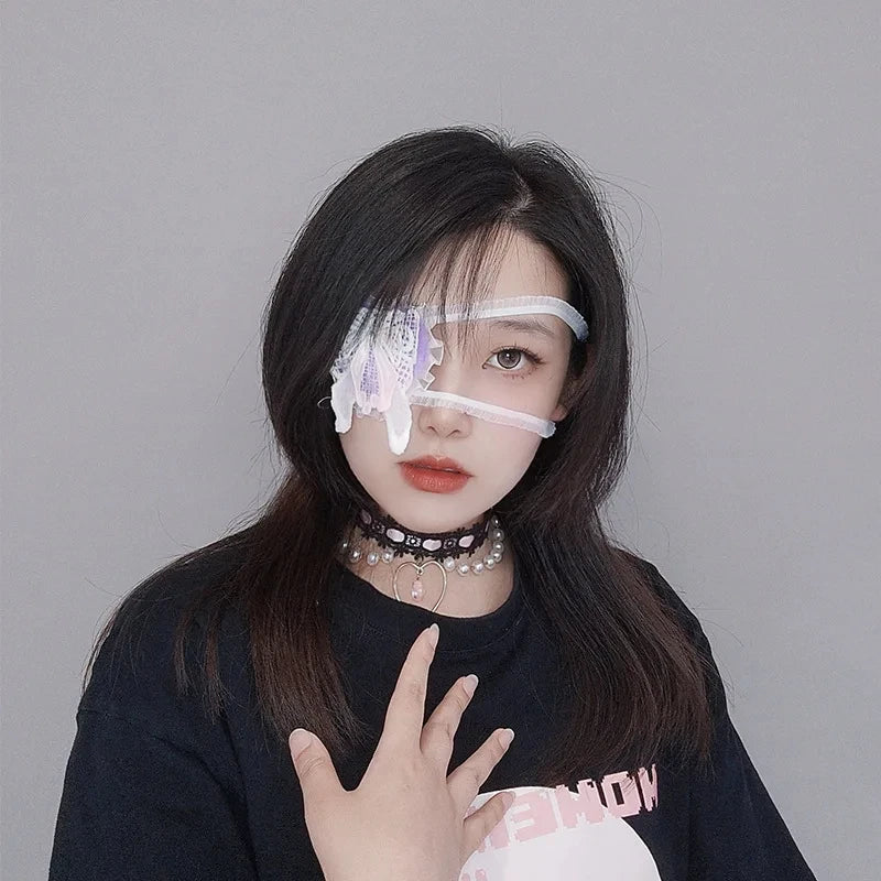 Lolita Gothic One Eye Mask Cosplay Anime Halloween Party Costumes Prop Fancy Dress Christmas Lady Girls Heart Eyewear Xmas Gifts
