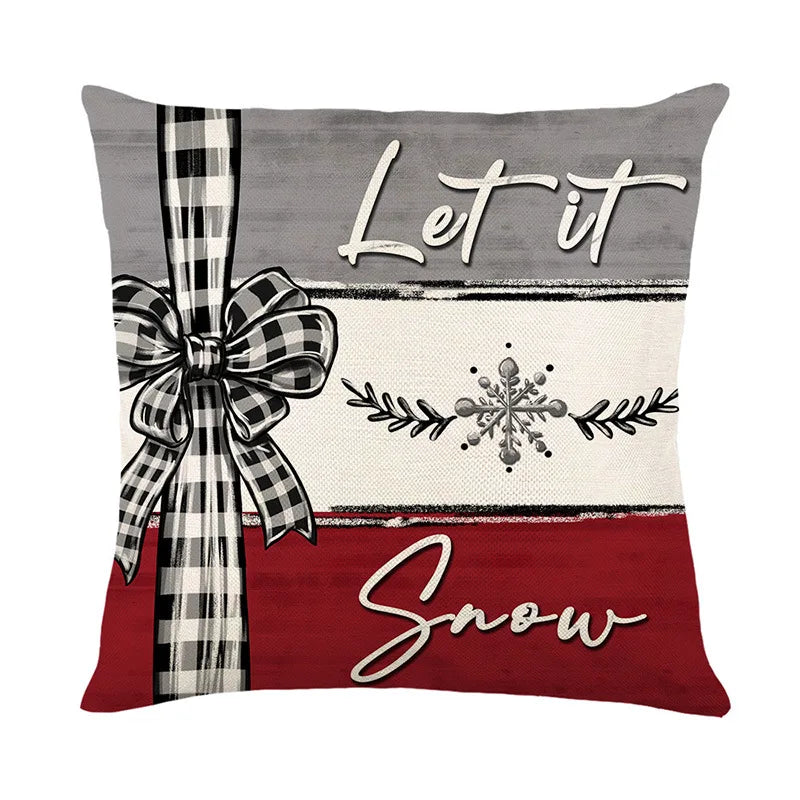 Linen Christmas Pillow Cover Snowman Elk Pillow Case 2024 Christmas Decoration for Home New Year Sofa Car Cushion Cover 45x45cm
